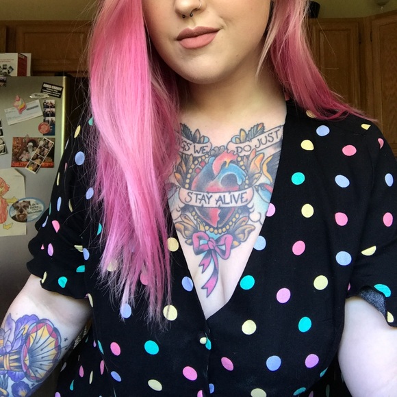 Forever 21 Dresses & Skirts - Multi-colored Polka Dot Button Down Dress